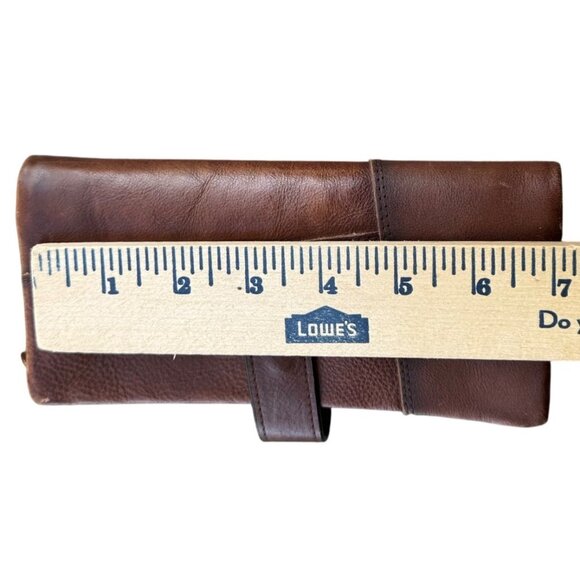 Genuine Leather Brown Zip Wallet With Card Slots & ID Window By Leteulo - Picture 11 of 12